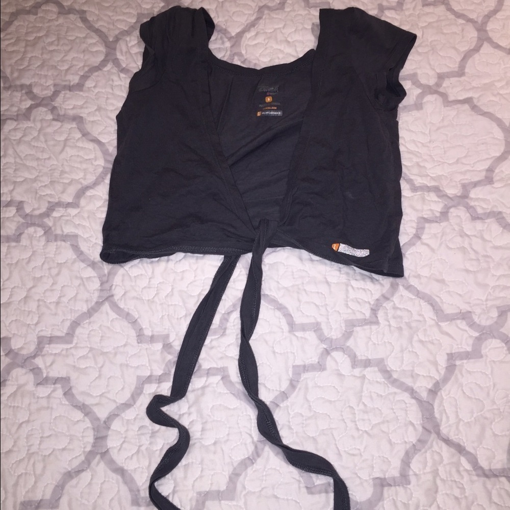 Zumba Fitness sexy gray tie up top size small